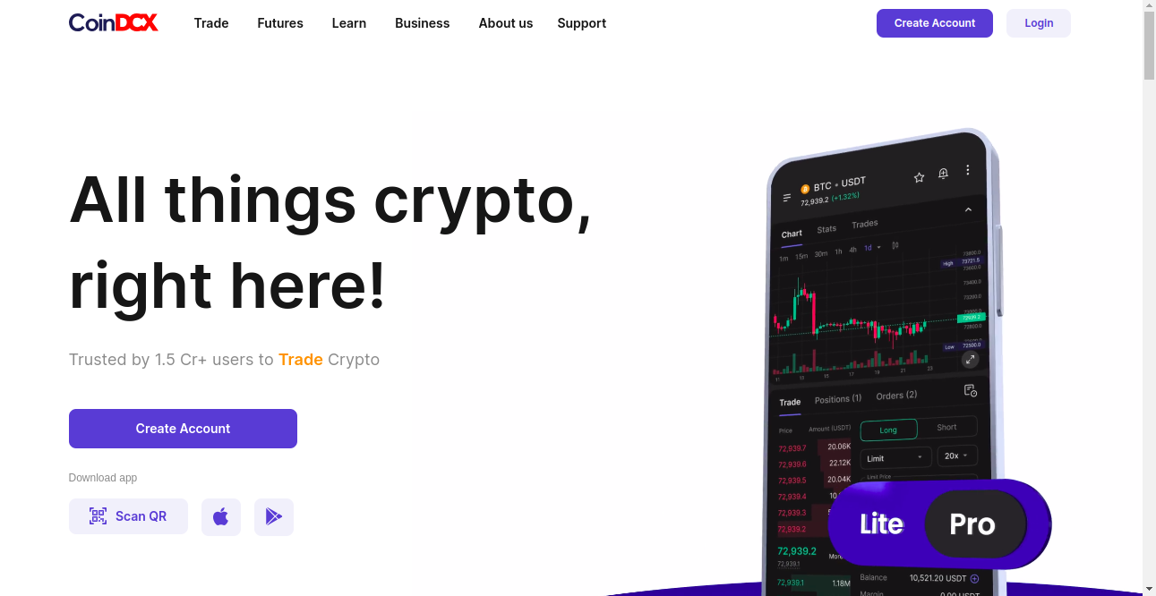 CoinDCX Crypto Best List Home Page