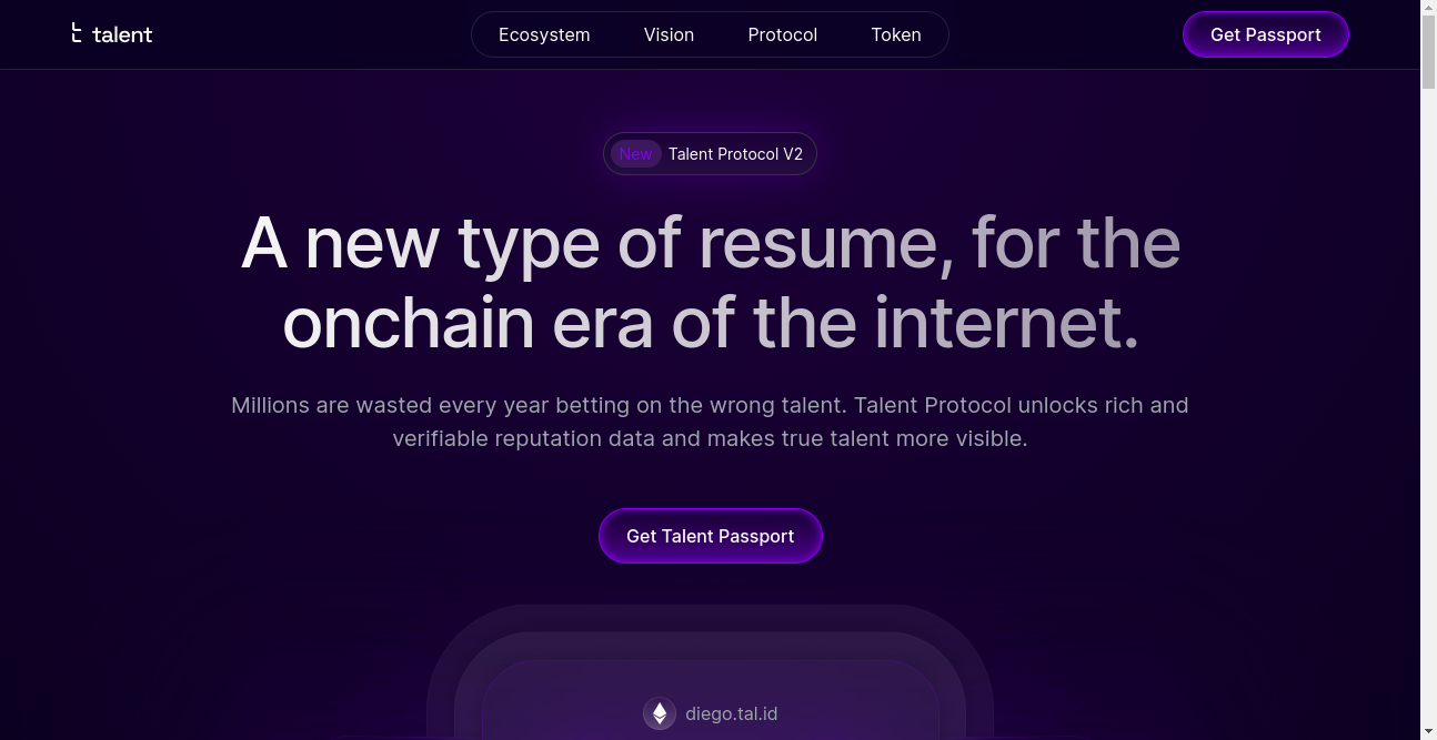 Talent Protocol Crypto Best List Home Page