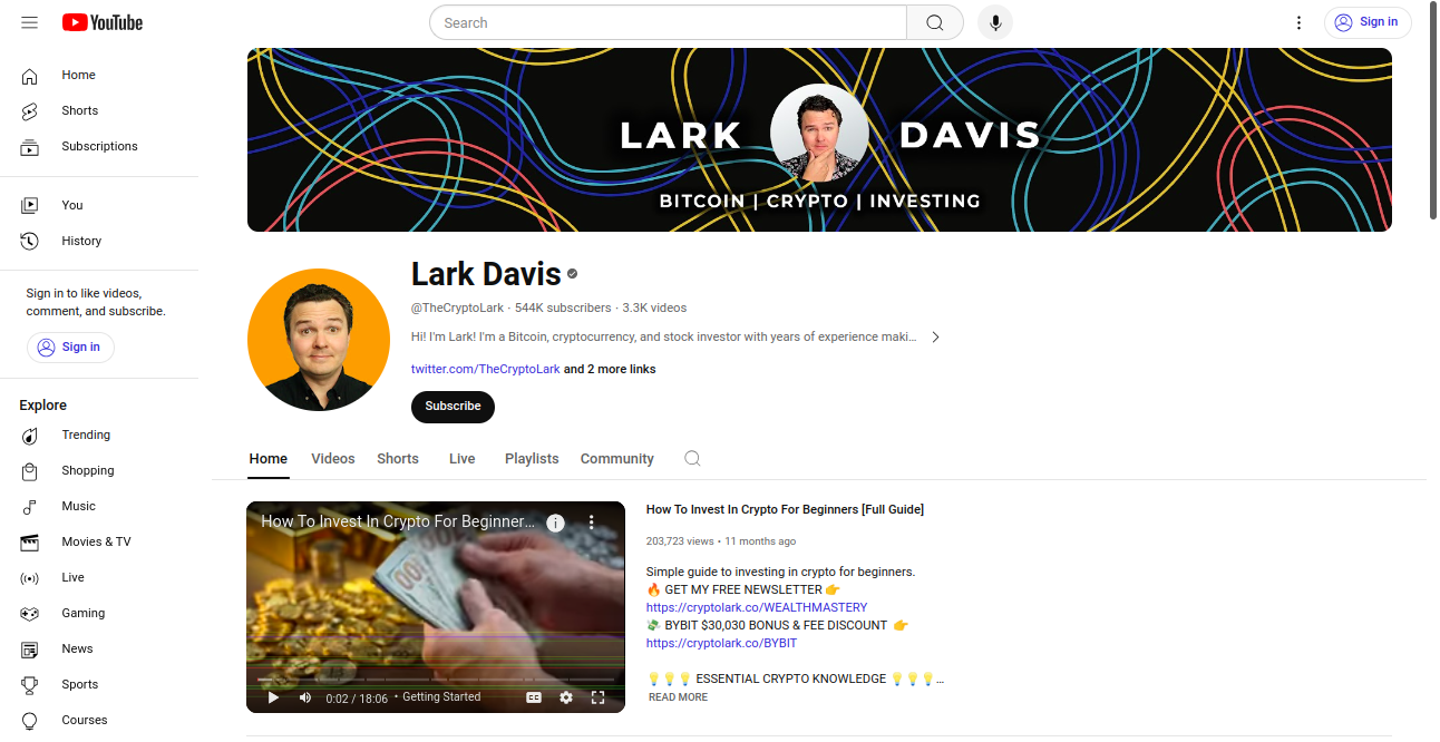 Lark Davis Crypto Best List Home Page