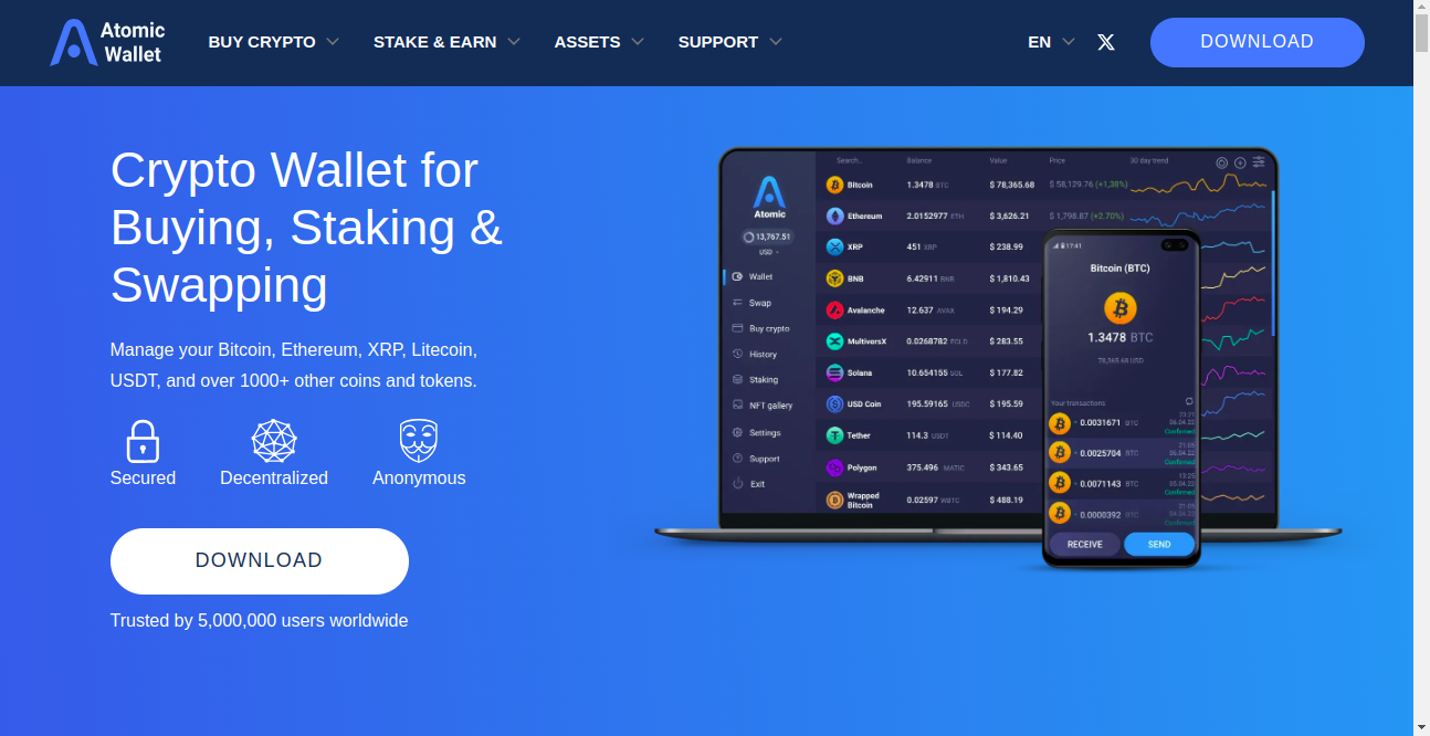 Atomic Wallet Crypto Best List Home Page